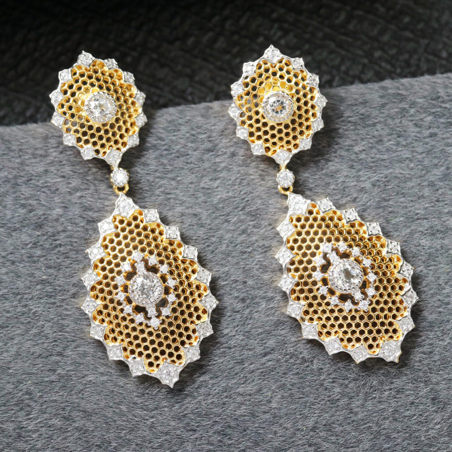Boucles d'oreilles topaze florale en nid d'abeille 6297