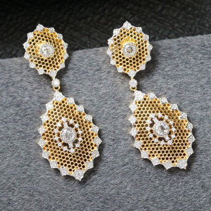 Boucles d'oreilles topaze florale en nid d'abeille 6297