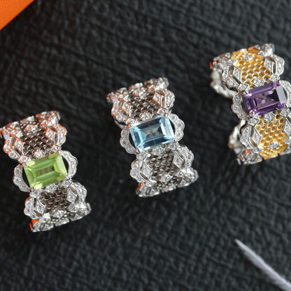 Bague en dentelle avec pierres précieuses naturelles 6305