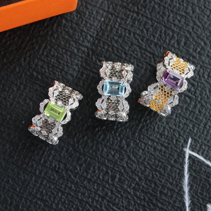 Bague en dentelle avec pierres précieuses naturelles 6305
