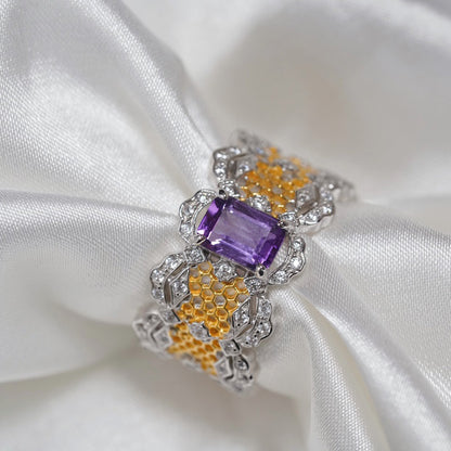 Bague en dentelle avec pierres précieuses naturelles 6305