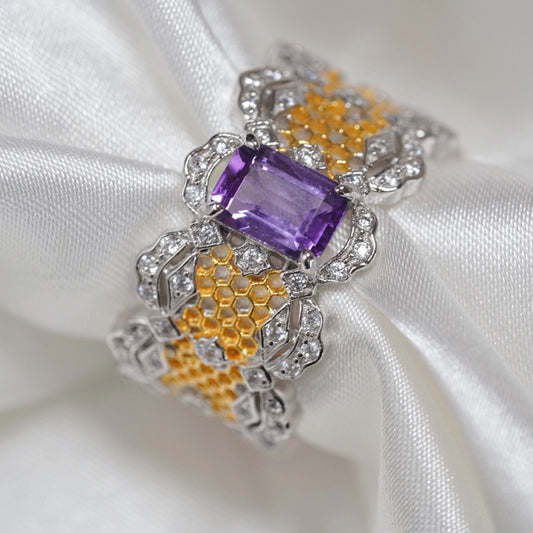 Bague en dentelle avec pierres précieuses naturelles 6305