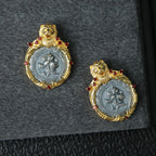 Pendentif pièce de monnaie romaine cadre lion 6339