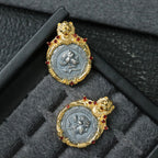 Pendentif pièce de monnaie romaine cadre lion 6339
