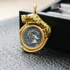 Pendentif léopard pièce de monnaie romaine 6353