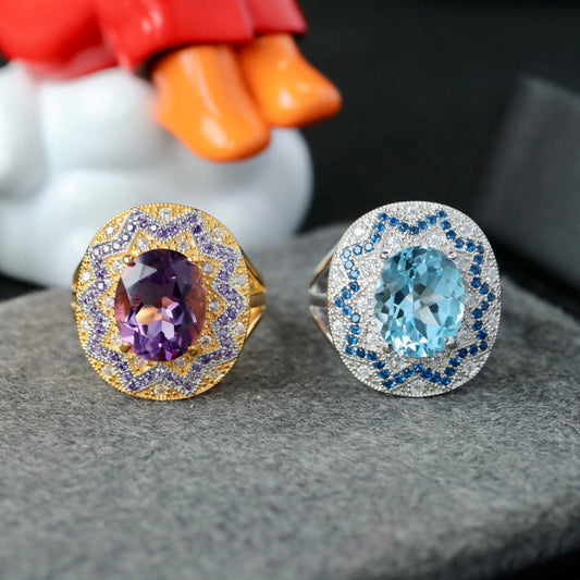 Bague Florale Pavée Topaze 6359