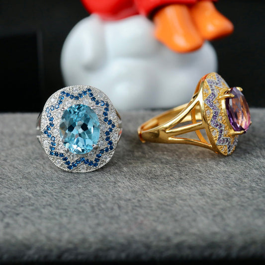 Bague Florale Pavée Topaze 6359
