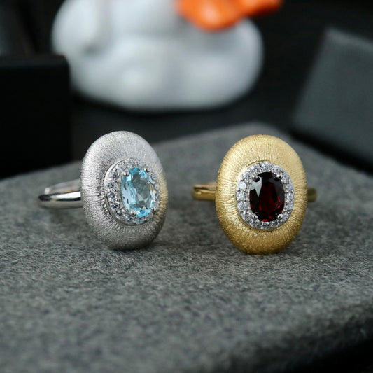 Bague Ovale Grenat Naturel 6424