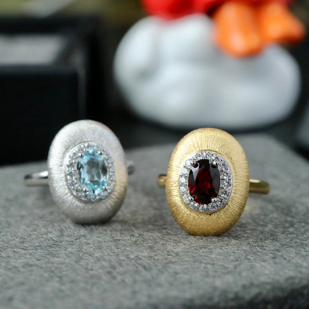 Bague Ovale Grenat Naturel 6424
