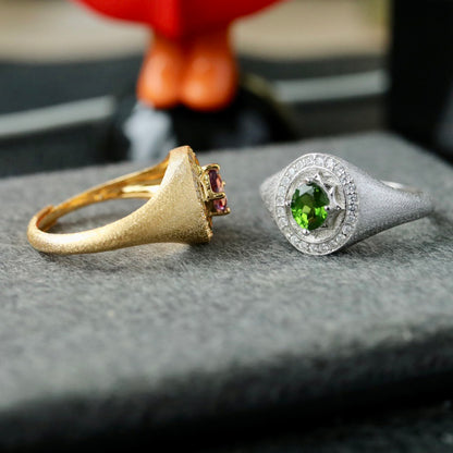 Bague Halo Diopside Naturel 6426