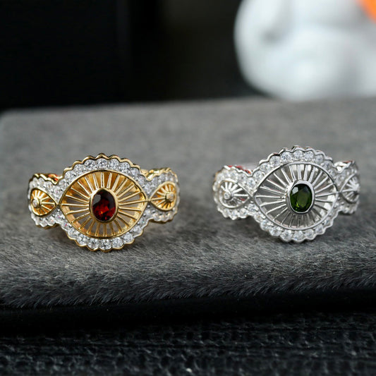 Bague Florale Grenat Naturel 6433
