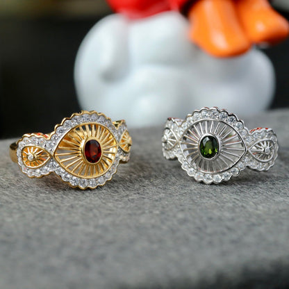 Bague Florale Grenat Naturel 6433