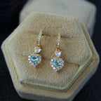 Boucles d'oreilles coeurs aigue-marine naturelle 6435