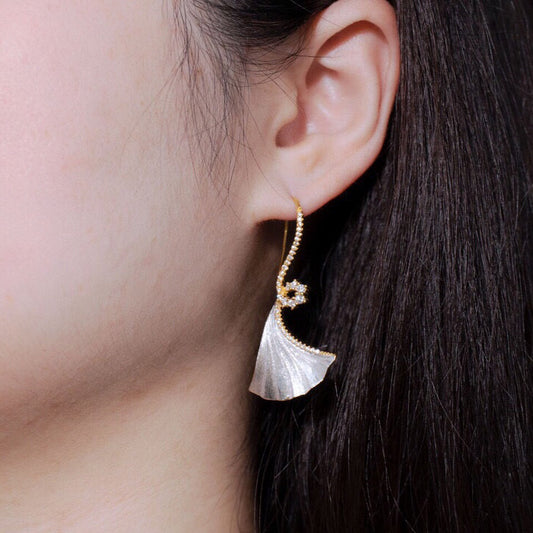 Boucles d'oreilles Ginkgo soyeux 6442