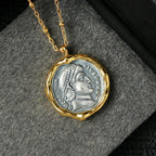 Collier ondulé de pièce de monnaie grecque 6444