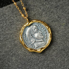 Collier ondulé de pièce de monnaie grecque 6444