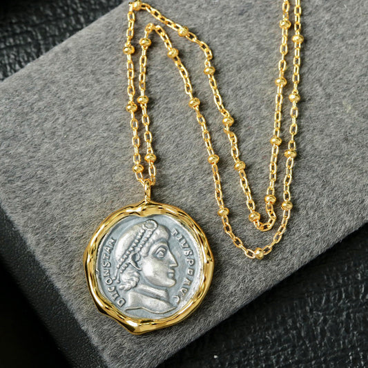 Collier ondulé de pièce de monnaie grecque 6444