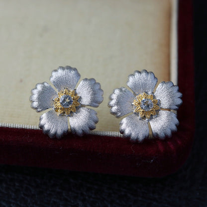 Boucles d'oreilles fleurs soyeuses 6449