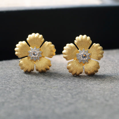 Boucles d'oreilles fleurs soyeuses 6449