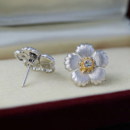 Boucles d'oreilles fleurs soyeuses 6449