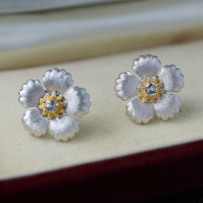 Boucles d'oreilles fleurs soyeuses 6449