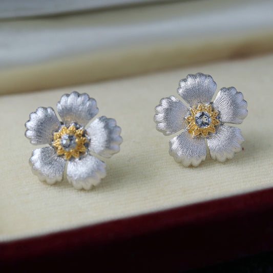 Boucles d'oreilles fleurs soyeuses 6449