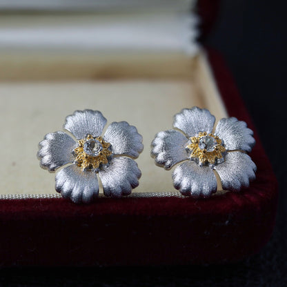 Boucles d'oreilles fleurs soyeuses 6449
