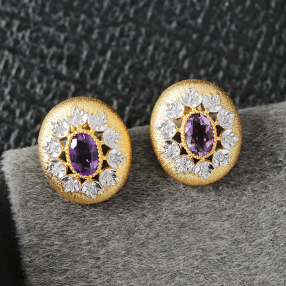 Boucles d'oreilles ovales ajourées florales 6452