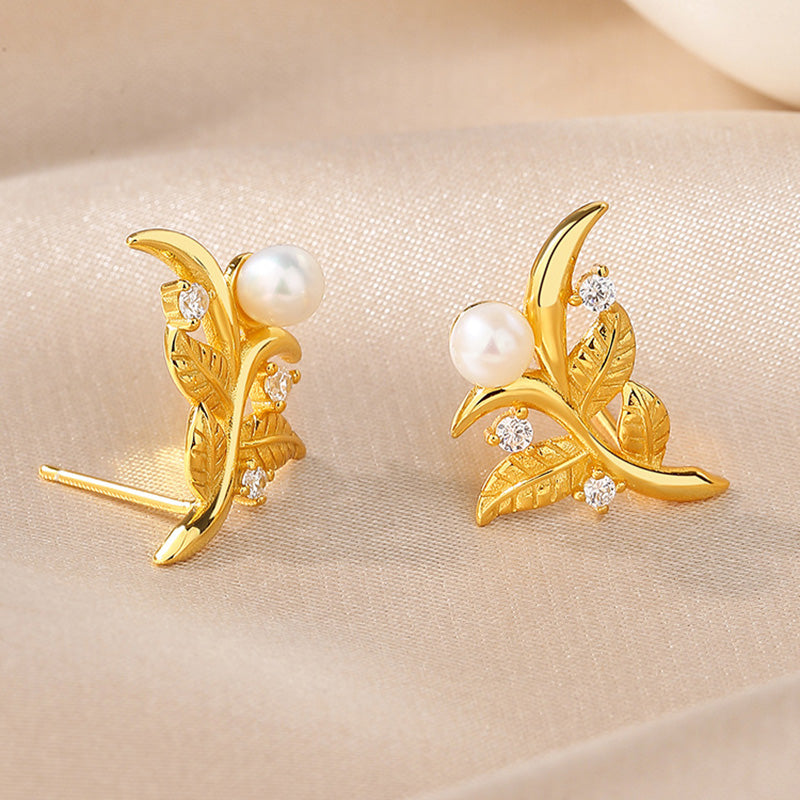 Boucles d'oreilles feuilles de perles d'eau douce PE1039