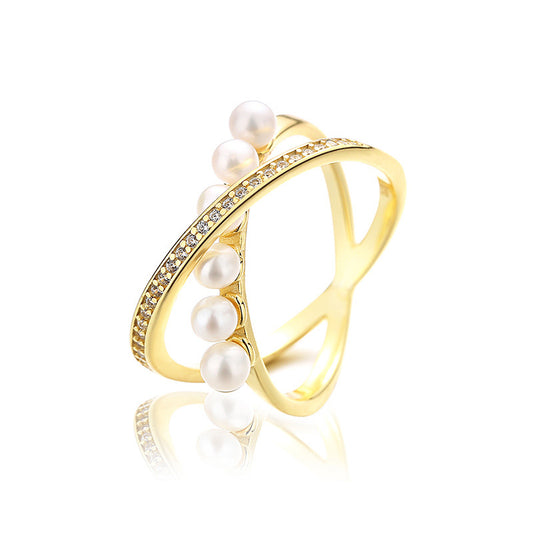 Bague entrelacée de perles d’eau douce RN1003