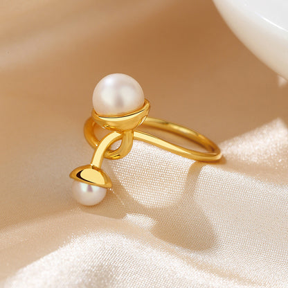 Bague florale en perles d'eau douce RN1010