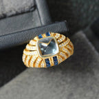 Bague solitaire pavée de pierres précieuses 7099