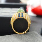 Bague solitaire pavée de pierres précieuses 7099