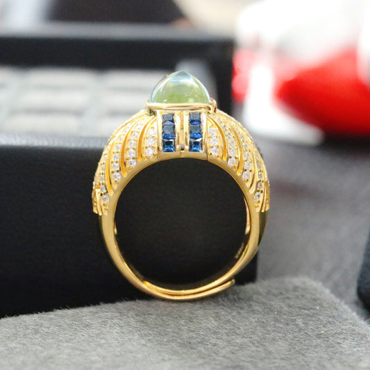 Bague solitaire pavée de pierres précieuses 7099