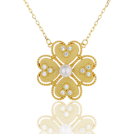 Collier trèfle de perles d'eau douce PN1009
