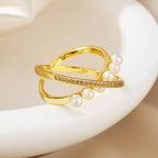 Bague entrelacée de perles d’eau douce RN1003