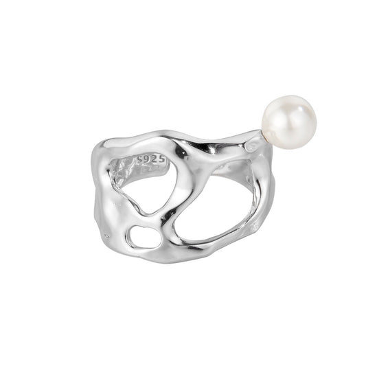 Bague perle découpée impressionniste R1020