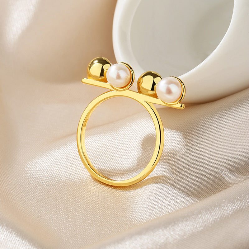 Bague florale en perles d'eau douce RN1013