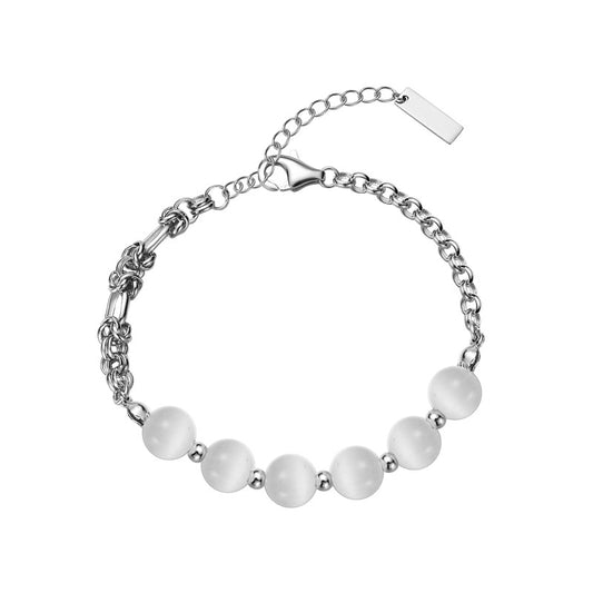 Bracelet chaîne torsadée dessiné œil de chat B1007