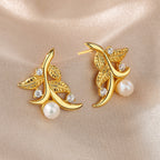 Boucles d'oreilles feuilles de perles d'eau douce PE1039