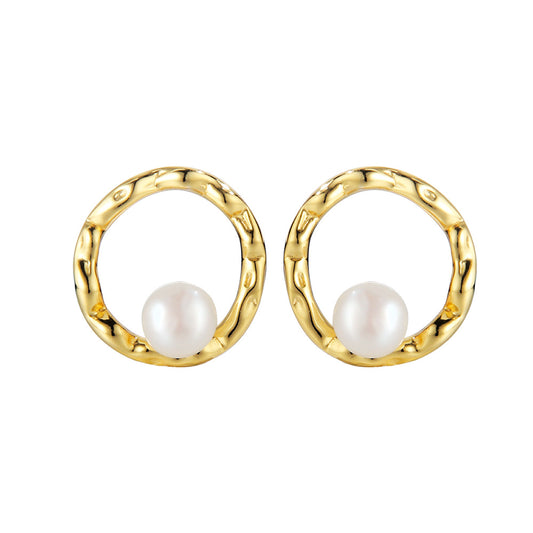 Clous d'oreilles créoles perles E1207