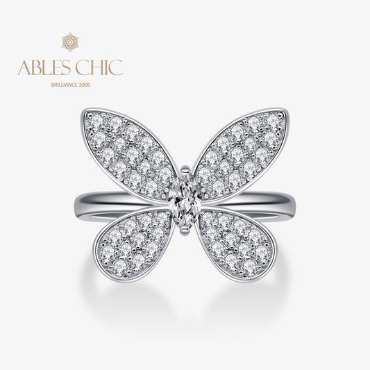 Bague cocktail papillon pavée R1238