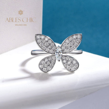 Bague cocktail papillon pavée R1238