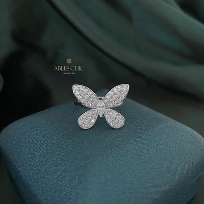 Bague cocktail papillon pavée R1238