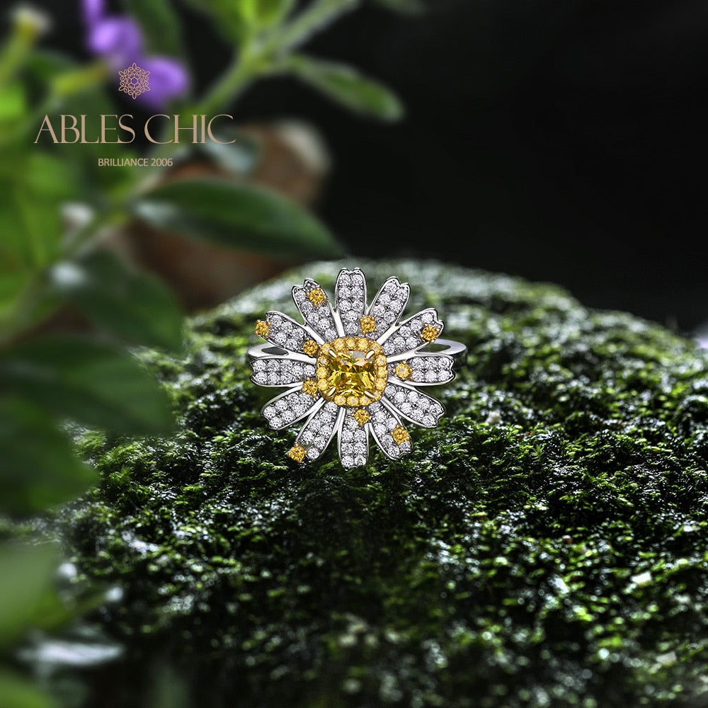 Bague citrine marguerite fleurie R1379