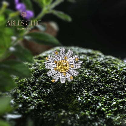 Bague citrine marguerite fleurie R1379