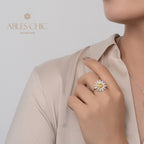 Bague citrine marguerite fleurie R1379