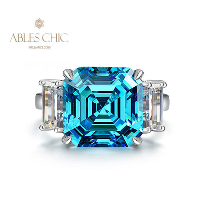 Bague de fiançailles 3 pierres en béryl jaune R0865