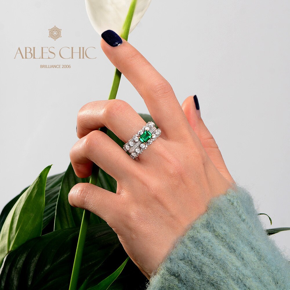 Bague Cocktail Emeraude 3 Rangs R1380