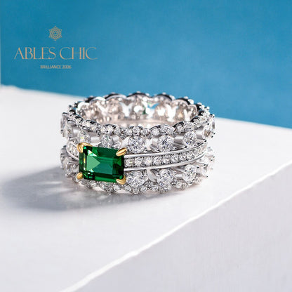 Bague Cocktail Emeraude 3 Rangs R1380